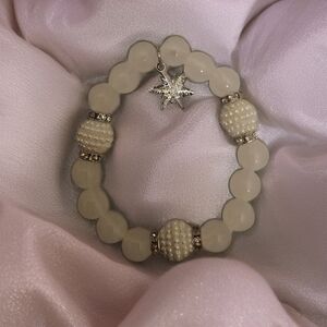 Kids Charming White Beaded Bracelet with Star Charm